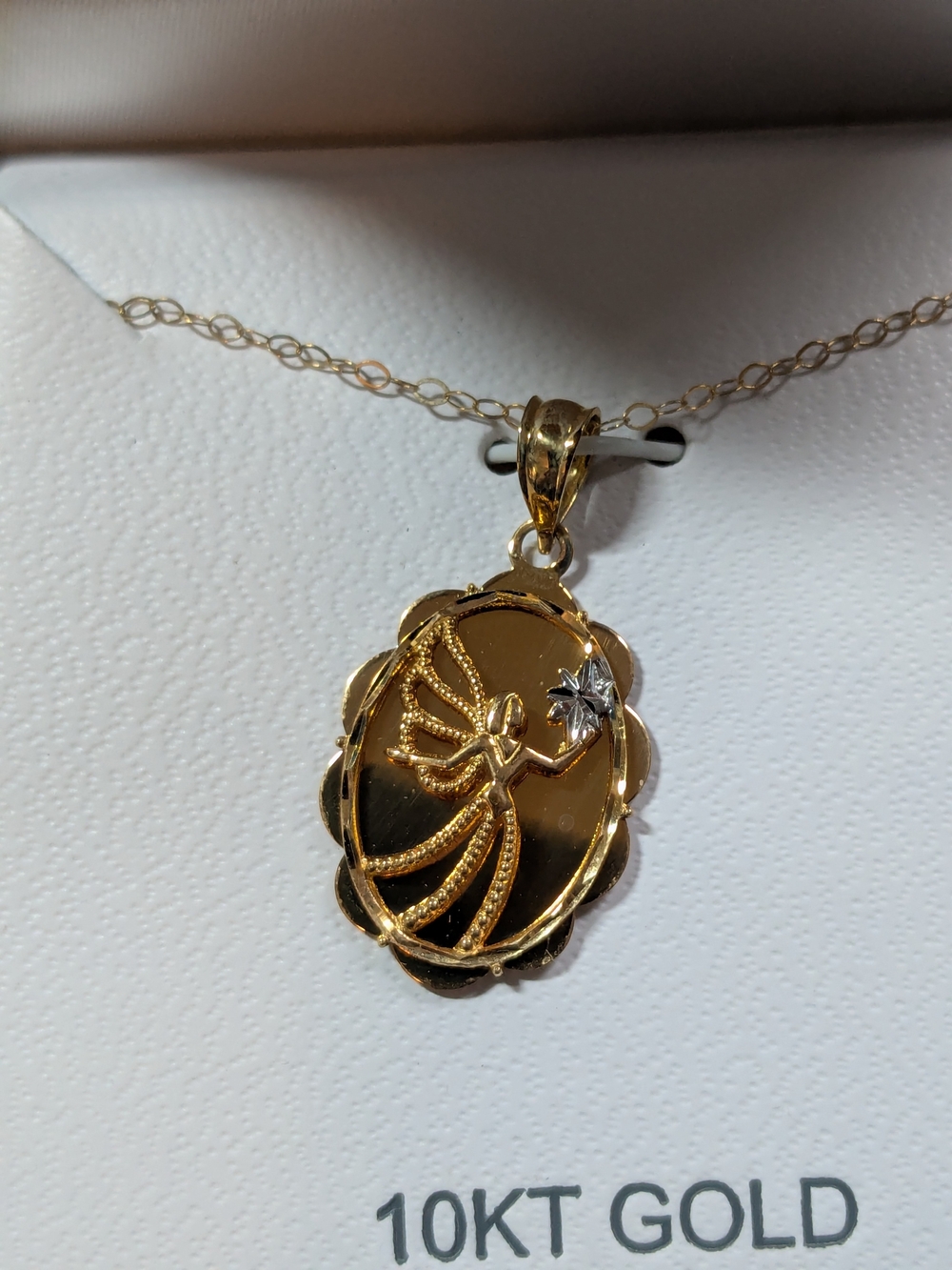 10K Gold Angel Pendant 18" Necklace NEW